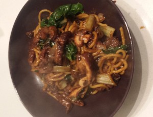 Beef, noodles and lots of black pepper. Yum. 